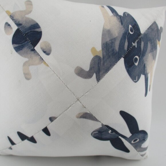 13.5" Blue and Navy Bunny Rabbit Pillow. - Picture 2 of 4